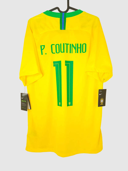 Brazil 2018 home shirt Coutinho 893856-749 back